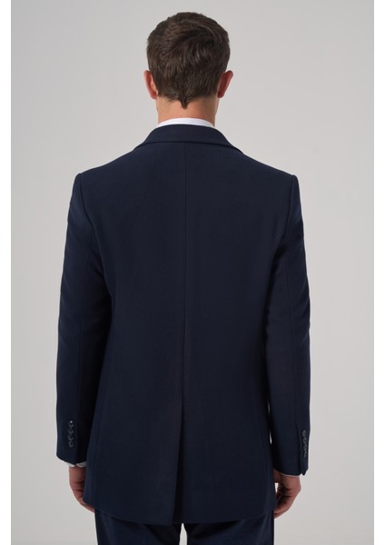 Erkek Lacivert Düz Sivri Yaka Dynamic Fit Kaban indirimleri