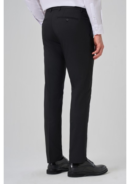 Erkek Siyah Yünlü Basic Düz Dynamic Fit Pantolon indirimleri