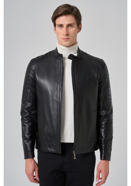 Erkek Siyah Ibiza Motorcu Kısa Deri Mont fiyatları