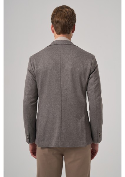 Erkek Gri Örme Trend Desenli Slim Fit Mono Yaka Ceket indirimleri