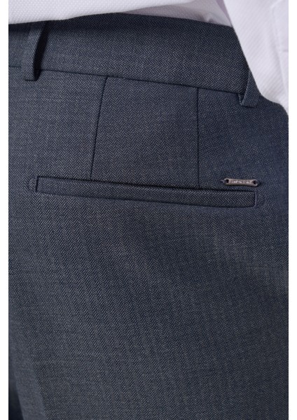 Erkek Lacivert Poliviskon Trend Desenli Dynamic Fit Pantolon modelleri