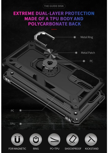 MYT09 Samsung Galaxy A52 Kılıf Sofya Yüzüklü Silikon Kapak - Siyah