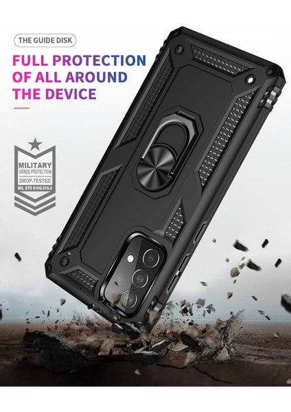 MYT09 Samsung Galaxy A52 Kılıf Sofya Yüzüklü Silikon Kapak - Siyah