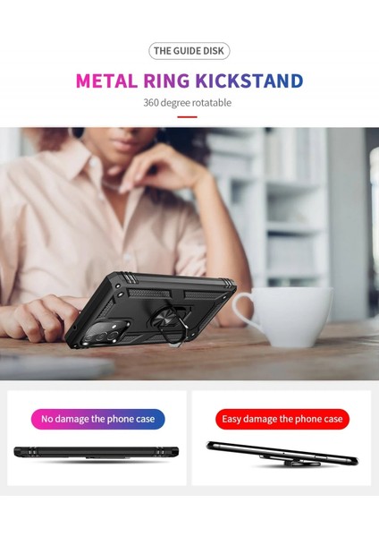 MYT09 Samsung Galaxy A52 Kılıf Sofya Yüzüklü Silikon Kapak - Siyah