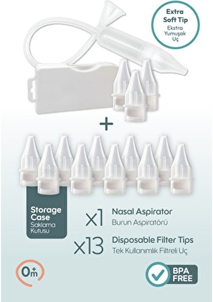 Nazal Burun Aspiratörü 10'lu Yedek Filtre ile Ergonomik Tasarım ve Yumuşak Uç indirimleri
