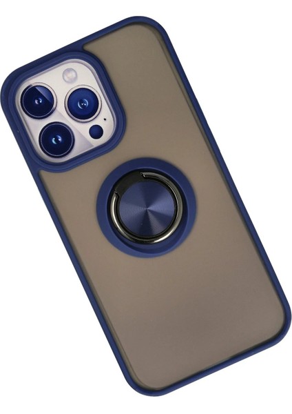 MYT09 iPhone 13 Pro Kılıf Montreal Yüzüklü Silikon Kapak - Lacivert fiyatları