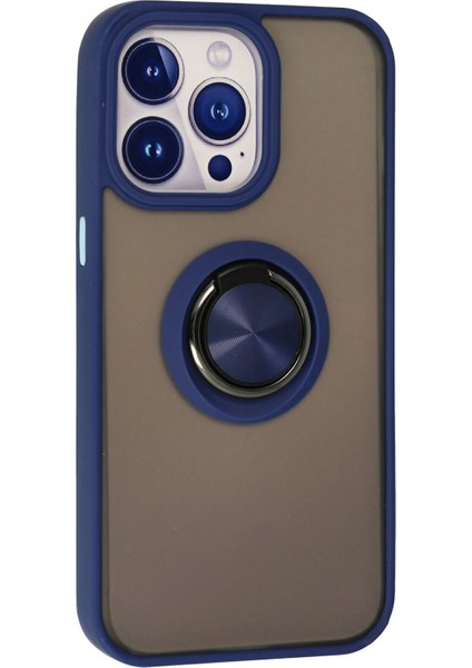 MYT09 iPhone 13 Pro Kılıf Montreal Yüzüklü Silikon Kapak - Lacivert modelleri