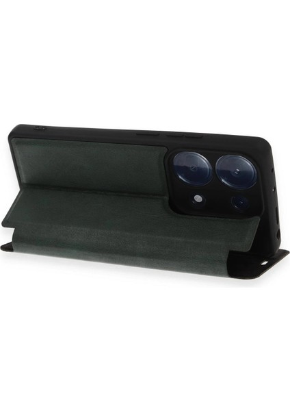 MYT09 Xiaomi Redmi Note 13 Pro 4g Kılıf Flip Cover - Koyu Yeşil
