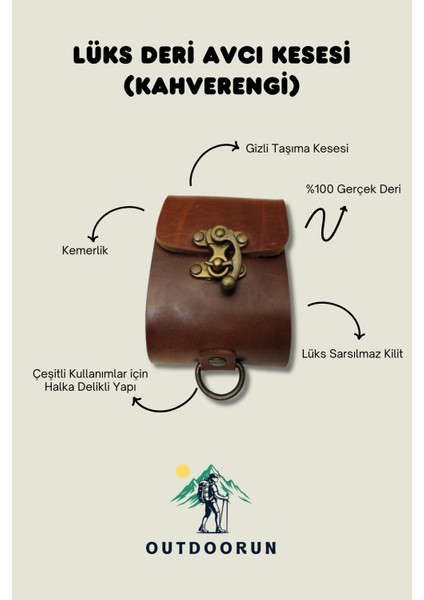 Lüks Deri Avcı Kesesi (Kahverengi)