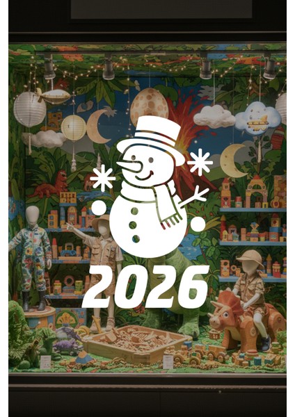 2026 Yılbaşı Cam Sticker Kardan Adam – Vitrin Dekor Yeni Yıl Süsleme fiyatları
