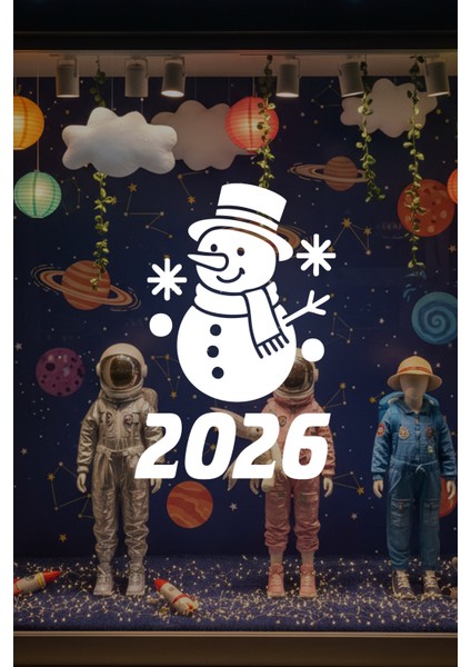 2026 Yılbaşı Cam Sticker Kardan Adam – Vitrin Dekor Yeni Yıl Süsleme fırsatları