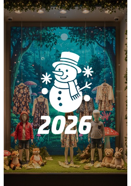 2026 Yılbaşı Cam Sticker Kardan Adam – Vitrin Dekor Yeni Yıl Süsleme indirimleri