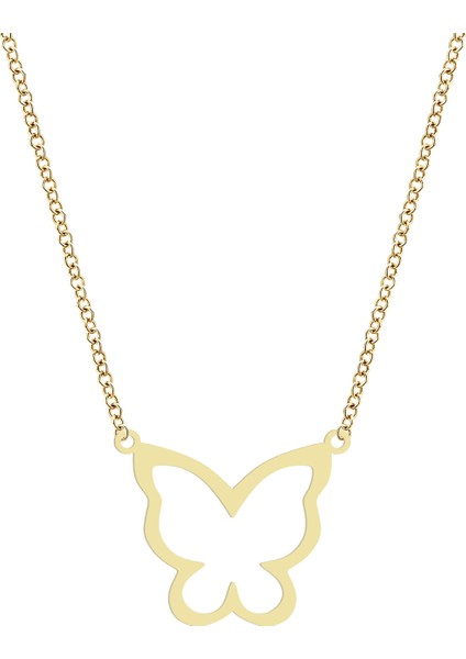 Altın Plakalı 14 Ayar Özgür Kelebek Motifli Doğum Günü Hediyesine Özel Altın KOLYE-869
