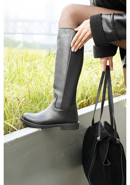 Kadın Günlük Çizme Lastikli Streç Dizaltı Enpar Siyah fiyatları