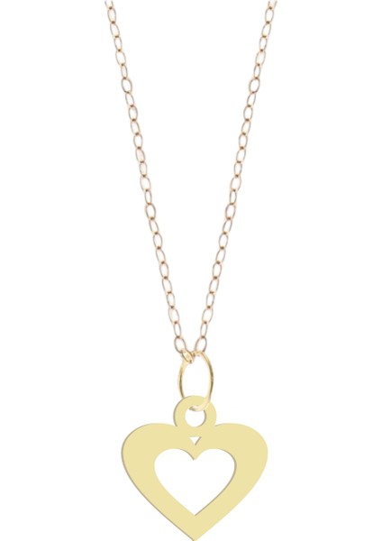 Altın Plakalı 14 Ayar Kalp Motifli Yıl Dönümü Hediyesine Özel Altın KOLYE-855