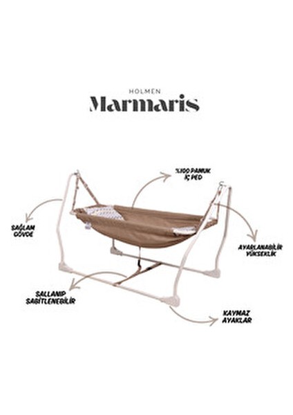 Marmaris Gold Hamak 0-18 Ay Bebekler için Pamuklu Kumaş ve Güvenlik Emniyet Kemeri