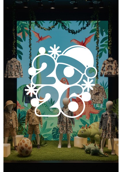 2026 Noel Şapkalı Yeni Yıl Vitrin Cam Sticker - Mağaza & Kreş Cam Dekoru Yeni Yıl Süsleme Seti fırsatları