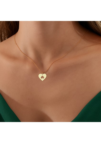 14 Ayar Altın Plakalı Zarif Kalp Figürlü Sevgililer Günü Hediyesine Özel Altın KOLYE-856 fiyatları