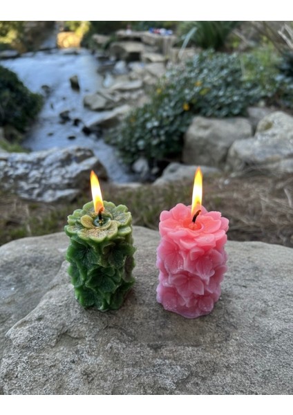 Çiçek Desenli Dekoratif Kokulu 2li Mum (Papatya Kokulu) fiyatları