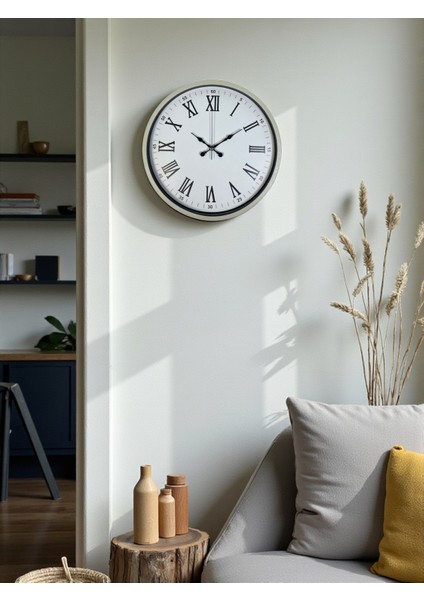 36 cm Dekoratif Krem Duvar Saati