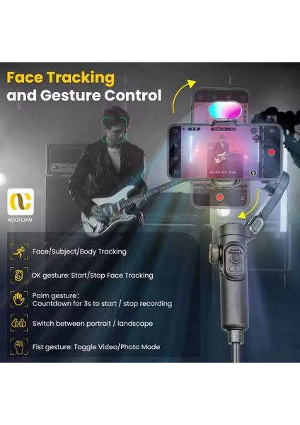 Smart Xe 3 Eksenli Akıllı Telefon Gimbal Sabitleyici Stabilizer Yapay Zeka Yüz ve Nesne Takibi Profesyonel Focus Tekerleği Katlanabilir Mini Tripodlu Titreşim Önleyici Vlog, Reels Canlı Yayın Video fırsatları