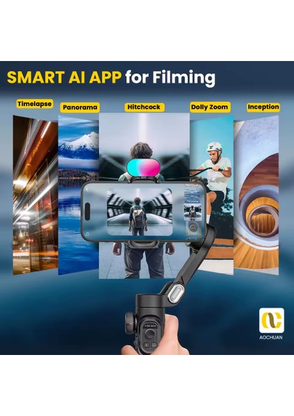 Smart Xe 3 Eksenli Akıllı Telefon Gimbal Sabitleyici Stabilizer Yapay Zeka Yüz ve Nesne Takibi Profesyonel Focus Tekerleği Katlanabilir Mini Tripodlu Titreşim Önleyici Vlog, Reels Canlı Yayın Video indirimleri