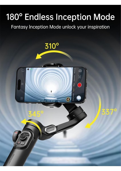 Smart Xe 3 Eksenli Akıllı Telefon Gimbal Sabitleyici Stabilizer Yapay Zeka Yüz ve Nesne Takibi Profesyonel Focus Tekerleği Katlanabilir Mini Tripodlu Titreşim Önleyici Vlog, Reels Canlı Yayın Video