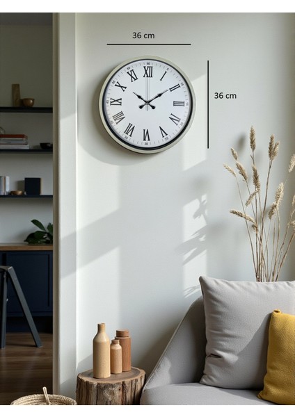36 cm Dekoratif Krem Duvar Saati indirimleri