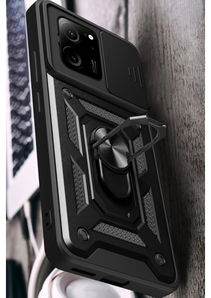 MYT09 Xiaomi Mi 13T Pro Kılıf Pars Lens Yüzüklü Silikon - Kırmızı indirimleri