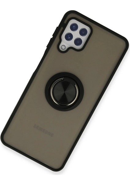 MYT09 Samsung Galaxy A22 Kılıf Montreal Yüzüklü Silikon Kapak - Siyah fiyatları