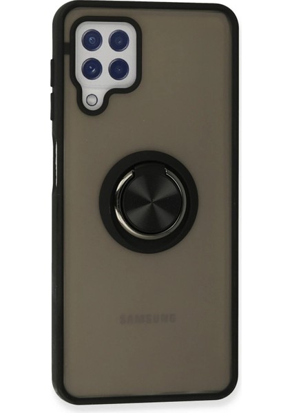 MYT09 Samsung Galaxy A22 Kılıf Montreal Yüzüklü Silikon Kapak - Siyah modelleri