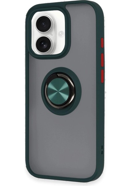 MYT09 iPhone 16 Kılıf Montreal Yüzüklü Silikon Kapak - Yeşil fiyatları
