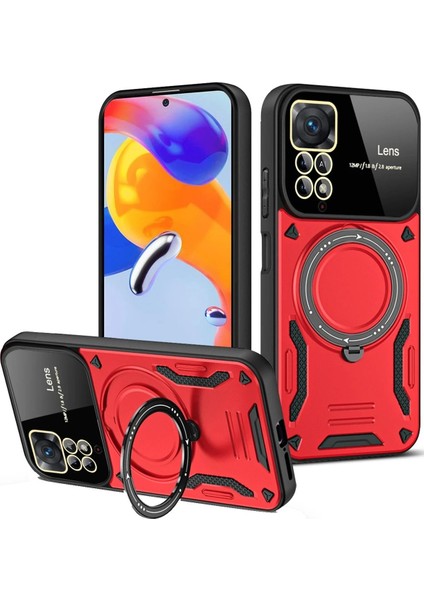 MYT09 Xiaomi Redmi Note 12 Pro 4g Kılıf Joy Lens Standlı Kapak - Kırmızı