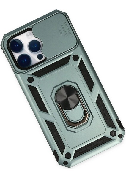 MYT09 iPhone 14 Pro Max Kılıf Pars Lens Yüzüklü Silikon - Yeşil modelleri