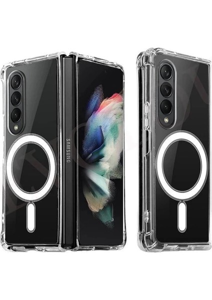 MYT09 Samsung Galaxy Z Fold 4 Kılıf Magneticsafe Şeffaf Silikon - Şeffaf