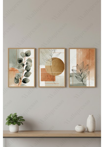 Ahşap Çerçeveli Tablo Seti - 3'lü Tablo - Çerçeveli Poster - Duvar Tablosu - Salon Yatak Odası Tablo