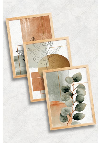 Ahşap Çerçeveli Tablo Seti - 3'lü Tablo - Çerçeveli Poster - Duvar Tablosu - Salon Yatak Odası Tablo fiyatları