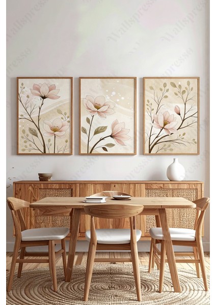 Ahşap Çerçeveli Tablo Seti - 3'lü Tablo - Çerçeveli Poster - Duvar Tablosu - Salon Yatak Odası Tablo