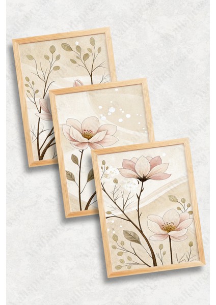 Ahşap Çerçeveli Tablo Seti - 3'lü Tablo - Çerçeveli Poster - Duvar Tablosu - Salon Yatak Odası Tablo fiyatları