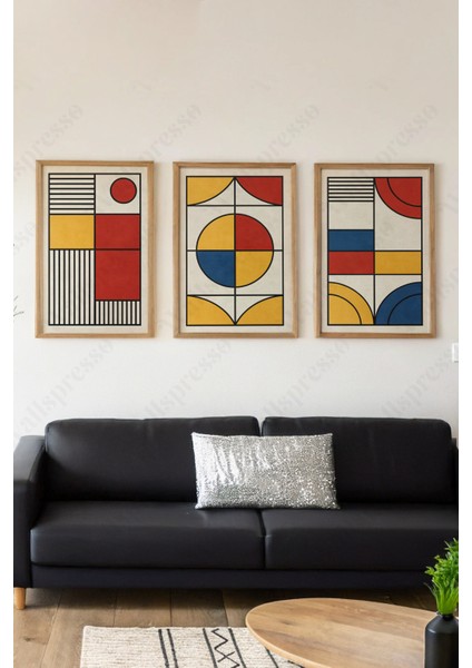 Ahşap Çerçeveli Tablo Seti - 3'lü Tablo - Çerçeveli Poster - Duvar Tablosu - Salon Yatak Odası Tablo