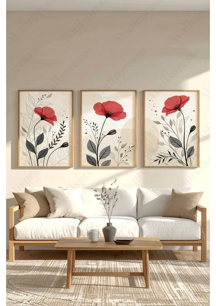 Ahşap Çerçeveli Tablo Seti - 3'lü Tablo - Çerçeveli Poster - Duvar Tablosu - Salon Yatak Odası Tablo