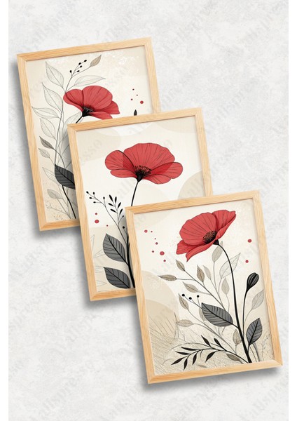 Ahşap Çerçeveli Tablo Seti - 3'lü Tablo - Çerçeveli Poster - Duvar Tablosu - Salon Yatak Odası Tablo fiyatları