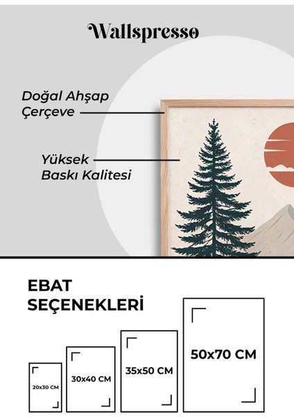 Minimalist Doğa Temalı 3'lü Tablo Seti - Ahşap Çerçeveli Tablo - Duvar Tablosu - Üçlü Tablo modelleri