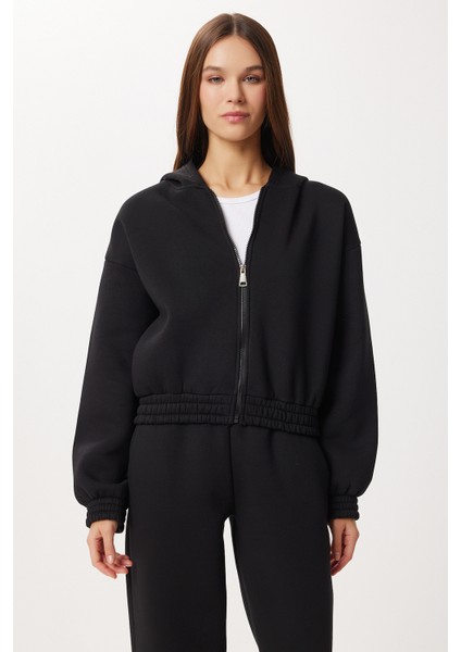 Fermuarlı Şardonlu Örme Alt-Üst Takım LDM0017 Siyah fırsatları