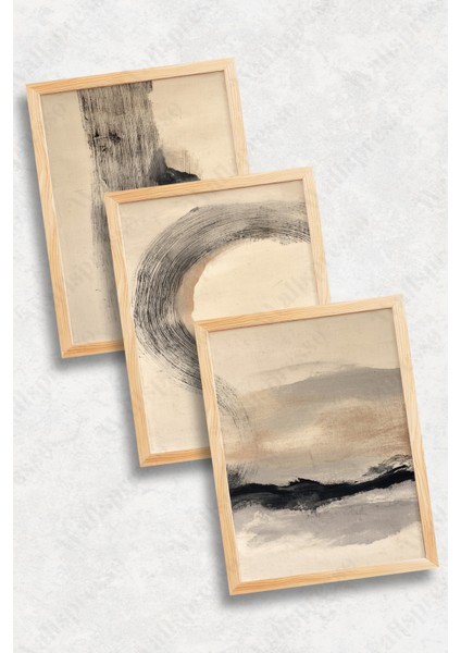 Ahşap Çerçeveli Tablo Seti - 3'lü Tablo - Duvar Tablosu-Salon Yatak Odası Tablo fiyatları