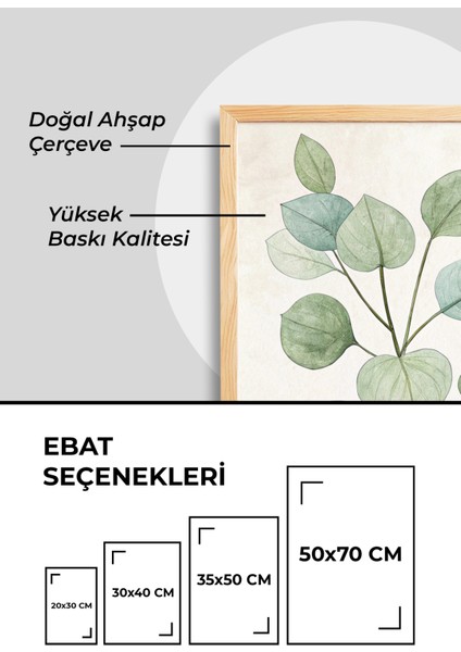 Bohem Yapraklar Minimalist 3'lü Tablo - Ahşap Çerçeveli Tablo -Duvar Tablosu-Salon Yatak Odası Tablo modelleri