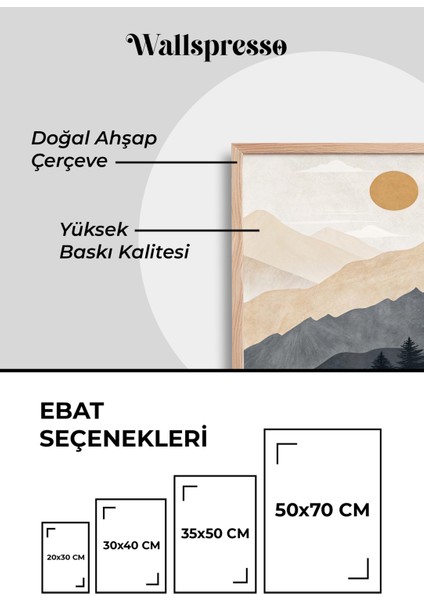 Modern Soyut Manzara Minimal Bohem Ahşap Çerçeveli Tablo - 3'lü Tablo Set - Duvar Tablo - Üçlü Tablo modelleri