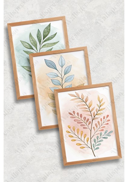 Minimalist Bohem Ahşap Çerçeveli Tablo - 3'lü Tablo Seti - Duvar Tablosu - Üçlü Tablo fiyatları
