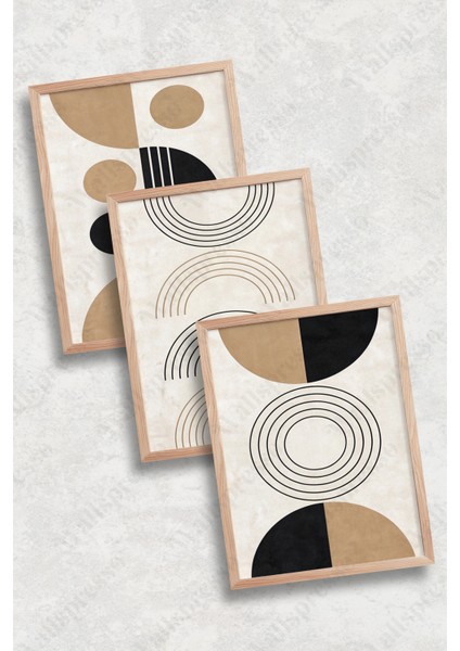 Modern Soyut Bohem 3'lü Tablo Seti - Ahşap Çerçeveli Tablo - Duvar Tablosu - Üçlü Tablo modelleri