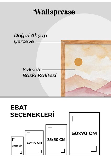 Soyut Doğa Temalı Ahşap Çerçeveli Tablo - 3'lü Tablo Seti - Duvar Tablosu - Üçlü Tablo modelleri